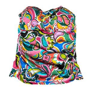 Bleu Rod Beattie Retro Paisley & Floral Tummy Control Strapless Tankini Top-6